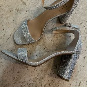 INC rhinestone block heels
